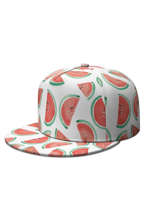 Tropical Watermelon Hat - Fun Summer Party Print Adjustable Baseball Cap, Juicy Watermelon Lover Beach Aesthetic