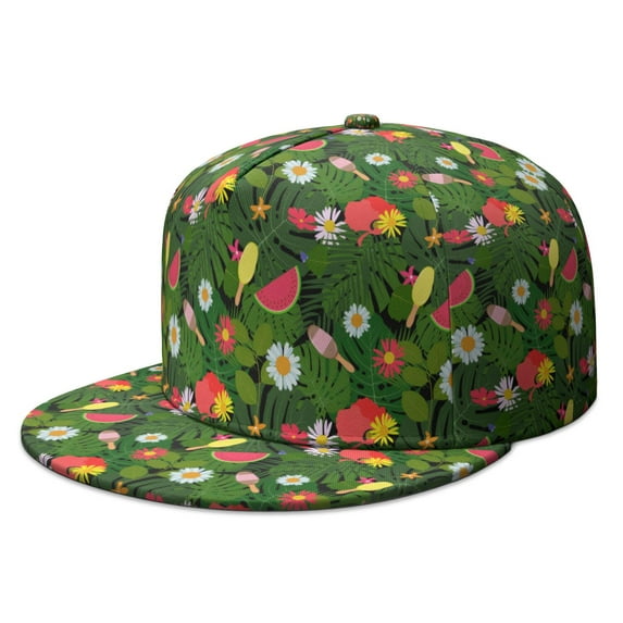 Tropical Watermelon Hat - Fun Summer Party Print Adjustable Baseball Cap, Juicy Watermelon Lover Beach Aesthetic