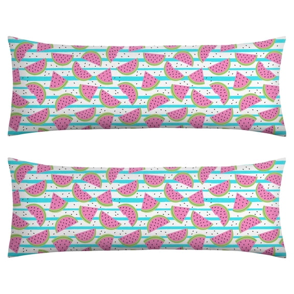 Tropical Watermelon Lumbar Pillow Cover Refreshing Summer Slice Print, Vibrant Beachy Colors, DoubleSided Premium Velvet for Coastal, Vacation Home Styling