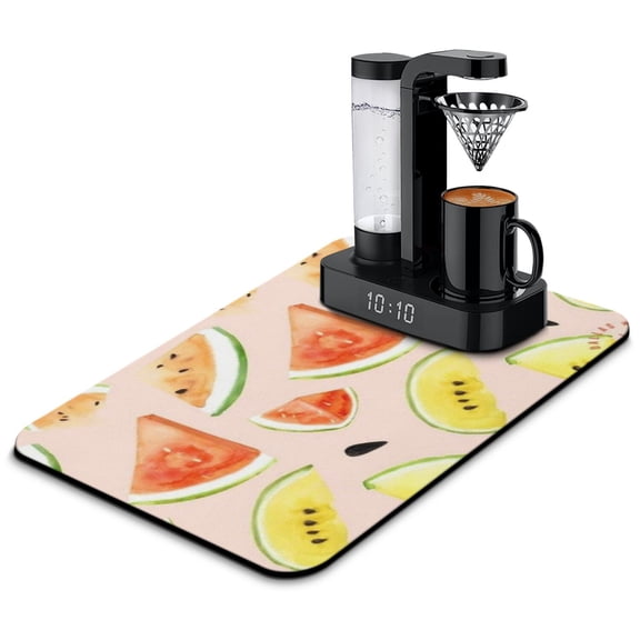 Tropical Watermelon Print Dish Drying Mat, Fresh Summer Fruit Lover Beach Kitchen Mat