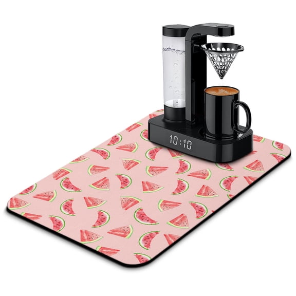 Tropical Watermelon Print Dish Drying Mat, Fresh Summer Fruit Lover Beach Kitchen Mat