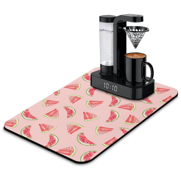 Tropical Watermelon Print Dish Drying Mat, Fresh Summer Fruit Lover Beach Kitchen Mat