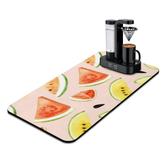 Tropical Watermelon Print Dish Drying Mat, Fresh Summer Fruit Lover Beach Kitchen Mat