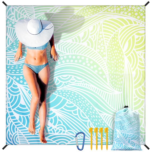 Tropical Wave Beach Mat Sbw-jb-flv Waterproof Sandproof 79x83 Inch