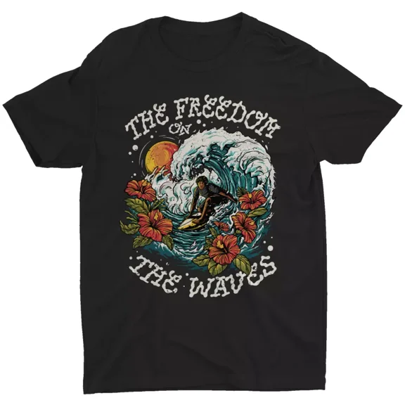 Tropical Wave Surf Surfing T-Shirt Retro Beach Surfer Gift Hawaii Men's T Shirt | eBay