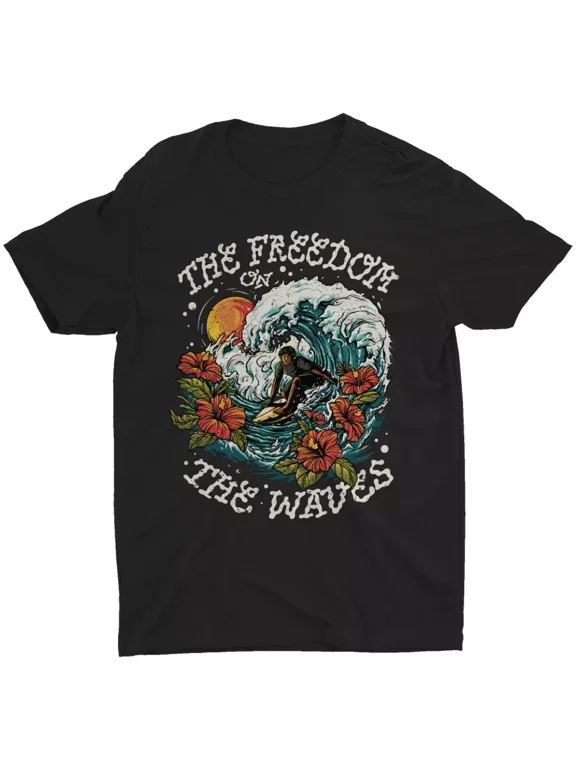 Tropical Wave Surf Surfing T-Shirt Retro Beach Surfer Gift Hawaii Men's T Shirt | eBay