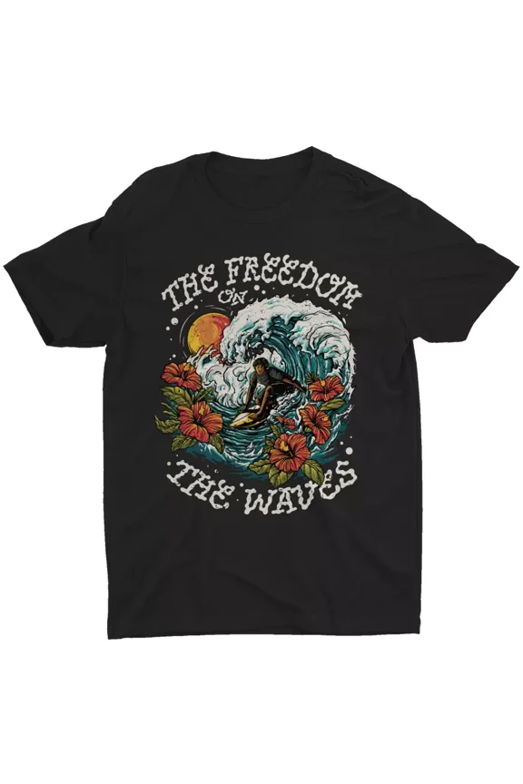 Tropical Wave Surf Surfing T-Shirt Retro Beach Surfer Gift Hawaii Men's T Shirt | eBay