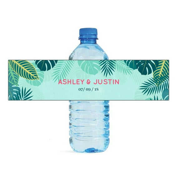 Tropical Wedding Water Bottle labels Engagement Party Birthday