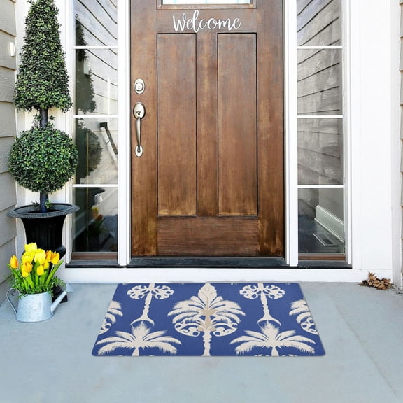Tropical White Palm Trees Doormats Welcome Mats Gate Pads Entryway Outdoor 32" x 20"