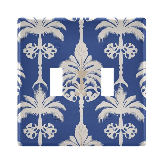 Tropical White Palm Trees Light Switch Cover Electrical Outlet Cover Replaceable Wall Plates 2-Gang