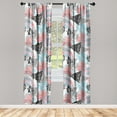 thumbnail image 1 of Tropical Window Curtains, Grunge Watercolor Style Triangles and Exotic Leaves on Plain Back, Lightweight Decor 2-Panel Set with Rod Pocket, Pair of - 28"x84", Dark Coral and Sea Blue, by Ambesonne, 1 of 3