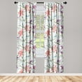 thumbnail image 1 of Tropical Window Curtains, Multicolored Lilies with Leaves Watercolor Exotic Art on Plain Back, Lightweight Decor 2-Panel Set with Rod Pocket, Pair of - 28"x95", Dark Salmon Olive Green, by Ambesonne, 1 of 3