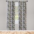 thumbnail image 1 of Tropical Window Curtains, Repetitive Hand-Drawn Art Featuring Palm Leaves Pattern Ornament, Lightweight Decor 2-Panel Set with Rod Pocket, Pair of - 28"x63", Pale Lavender and Fern Green, by Ambesonne, 1 of 3