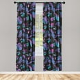 thumbnail image 1 of Tropical Window Curtains, Retro Wave Inspired Abstract Exotic Monstera Banana Leaf Pattern, Lightweight Decor 2-Panel Set with Rod Pocket, Pair of - 28"x63", Violet Aqua Charcoal Grey, by Ambesonne, 1 of 3