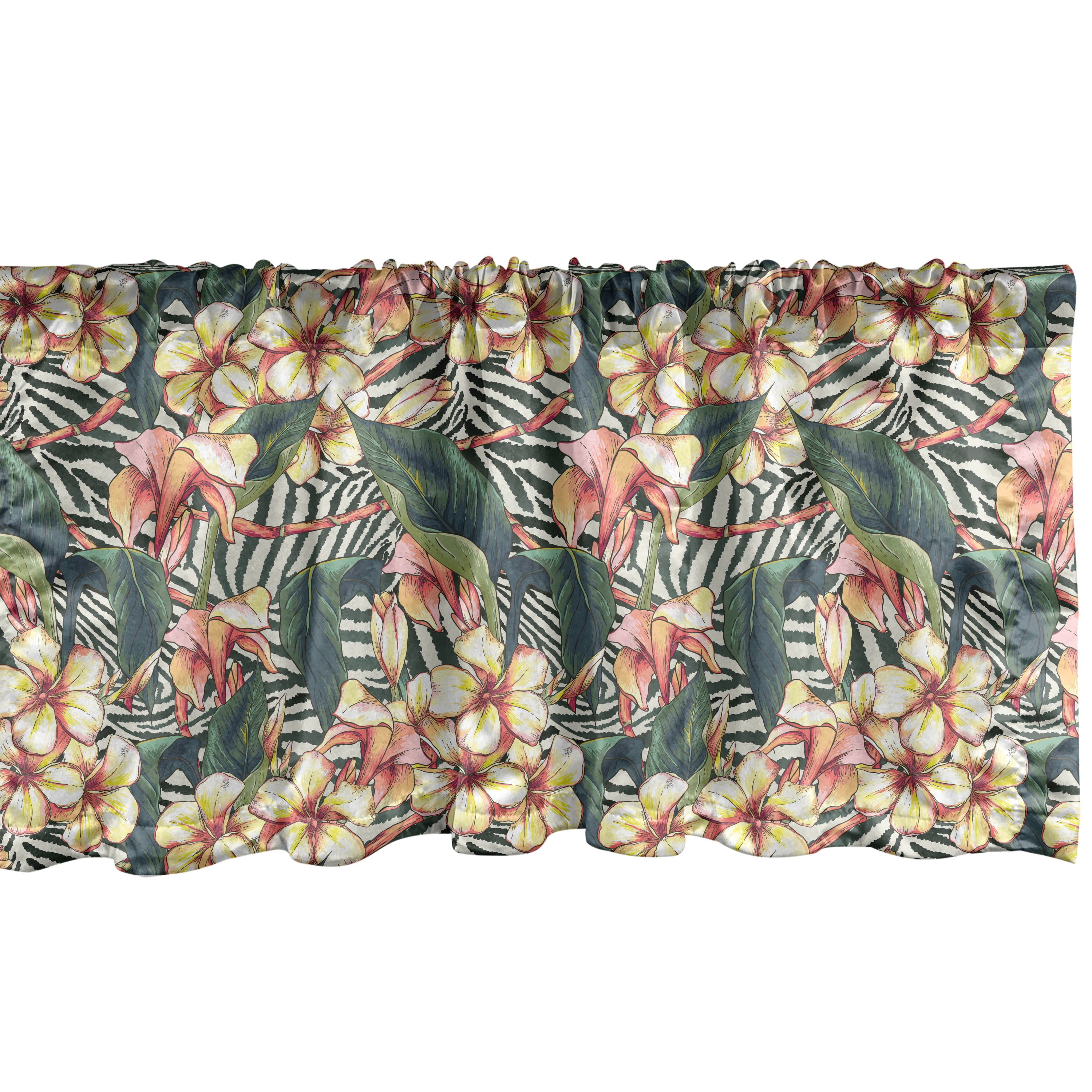 Multicolor Valance Ambesonne Tropical Window Valance, Detailed Exotic Flowers, 54