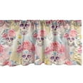thumbnail image 1 of Tropical Window Valance, Funny Theme Repetitive Pattern of Sugar Skulls Flowers Butterflies Art, Curtain Valance for Kitchen Bedroom with Rod Pocket, 54" X 18", Pale Ruby Dark Coral, by Ambesonne, 1 of 2