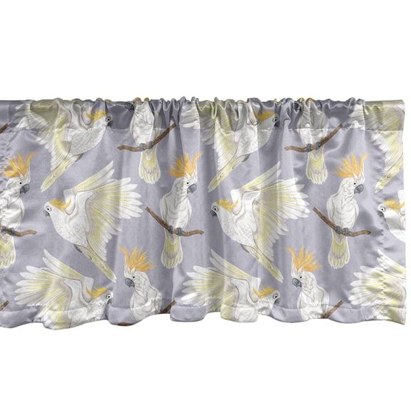 Ambesonne Tropical Valance Pack of 2, Cockatoo Parrots Birds Art, 54"X12", Purple Grey Pale Yellow