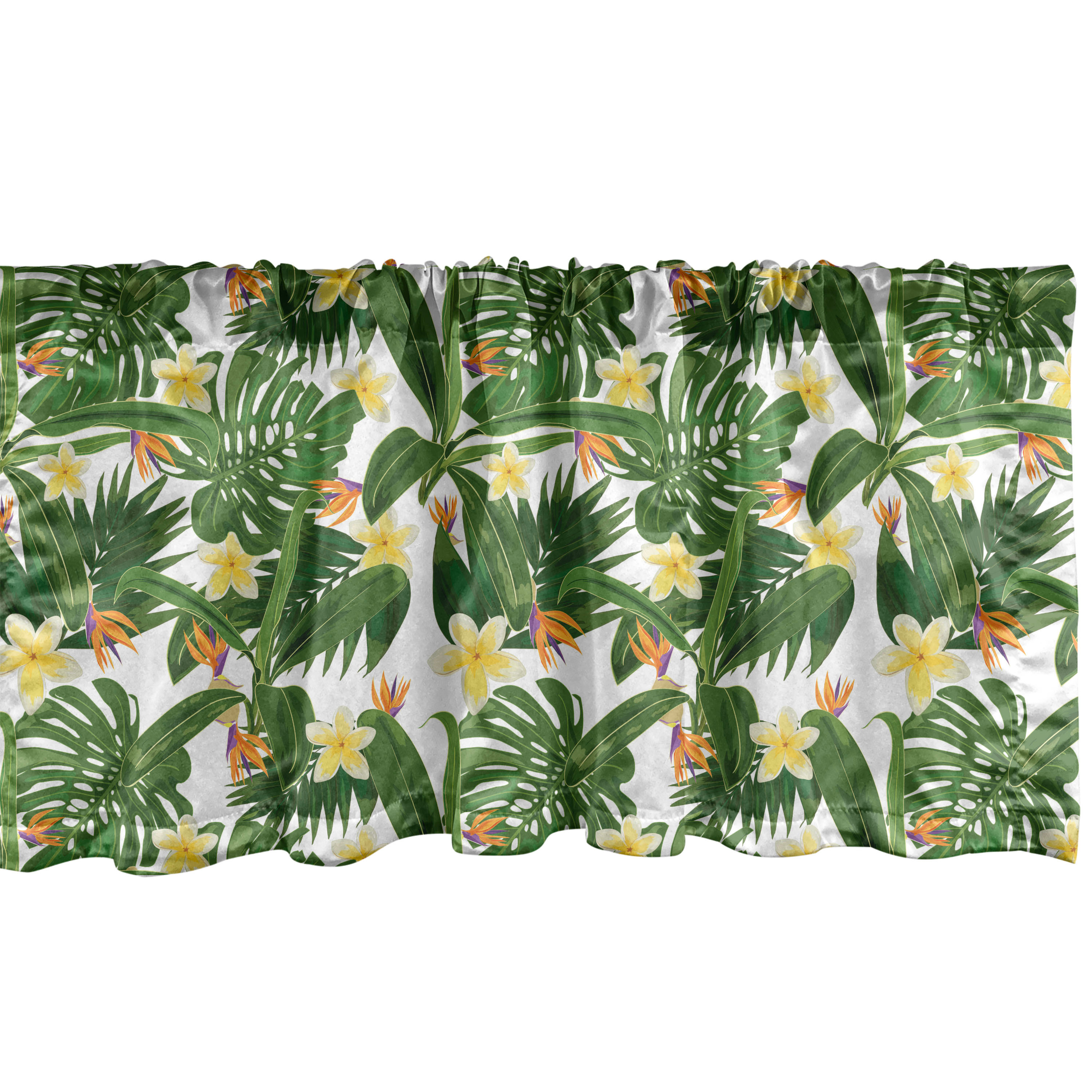 Ambesonne Tropical Valance Pack of 2, Strelitzia Monstera Palm, 42