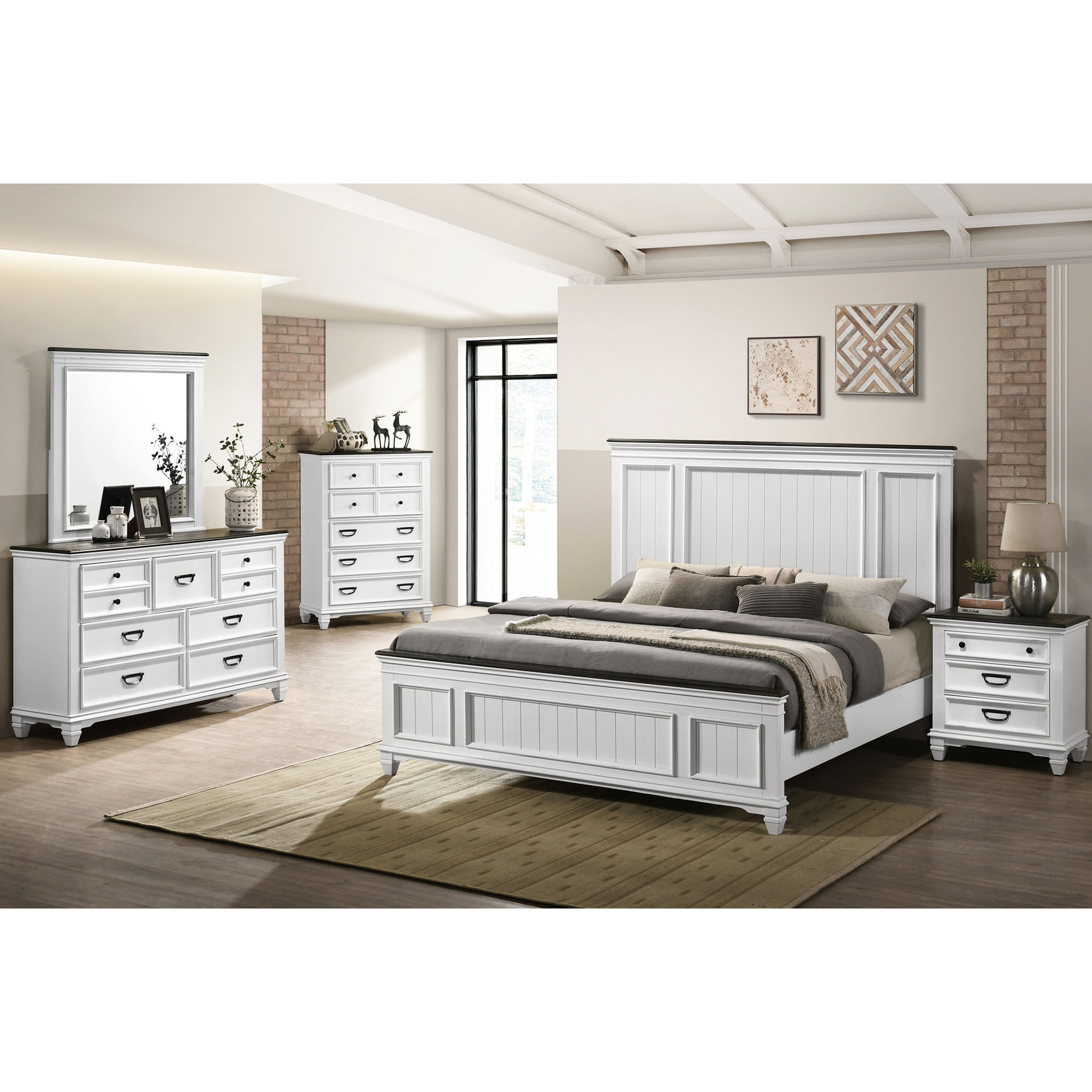 Tropical Wood 5-Piece Bedroom Set with Shiplap Panel Bed / Transform ...