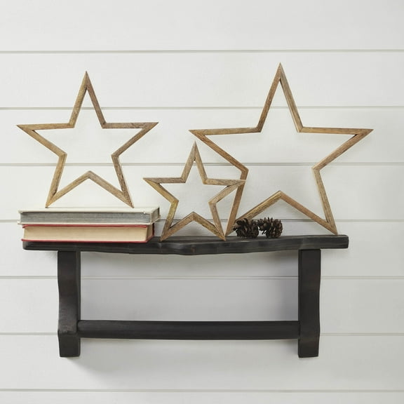 VHC Brands Wooden Nested Stars Natural 3-in-1 13x13x1.5