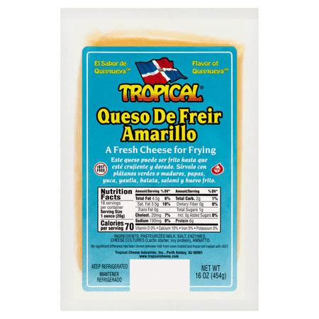 Tropical Yellow Fresh Cheese for Frying, 16 oz, Vacuum Packed