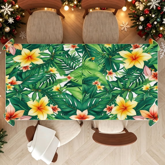 Tropical Yellow Hibiscus Floral Pattern Rectangle Tablecloth, Easy ...