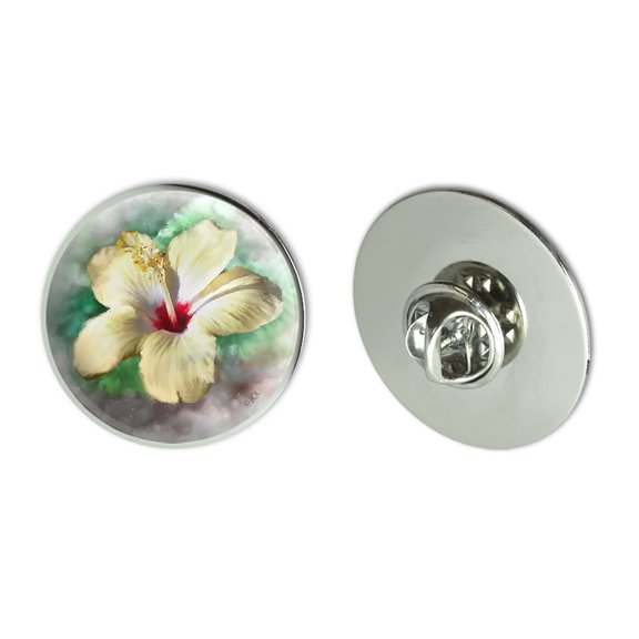 Tropical Yellow Hibiscus Flower Hawaiian Vacation Metal 1.1" Tie Tack Hat Lapel Pin Pinback