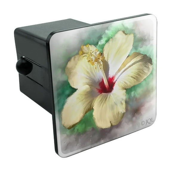 Tropical Yellow Hibiscus Flower Hawaiian Vacation Tow Trailer Hitch Cover Plug Insert