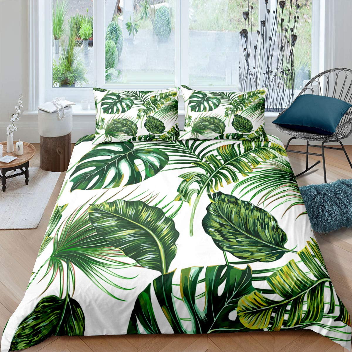 Tropical Z Palm Leaves Duvet Cover Banana Leaves Hawaiian Tropical