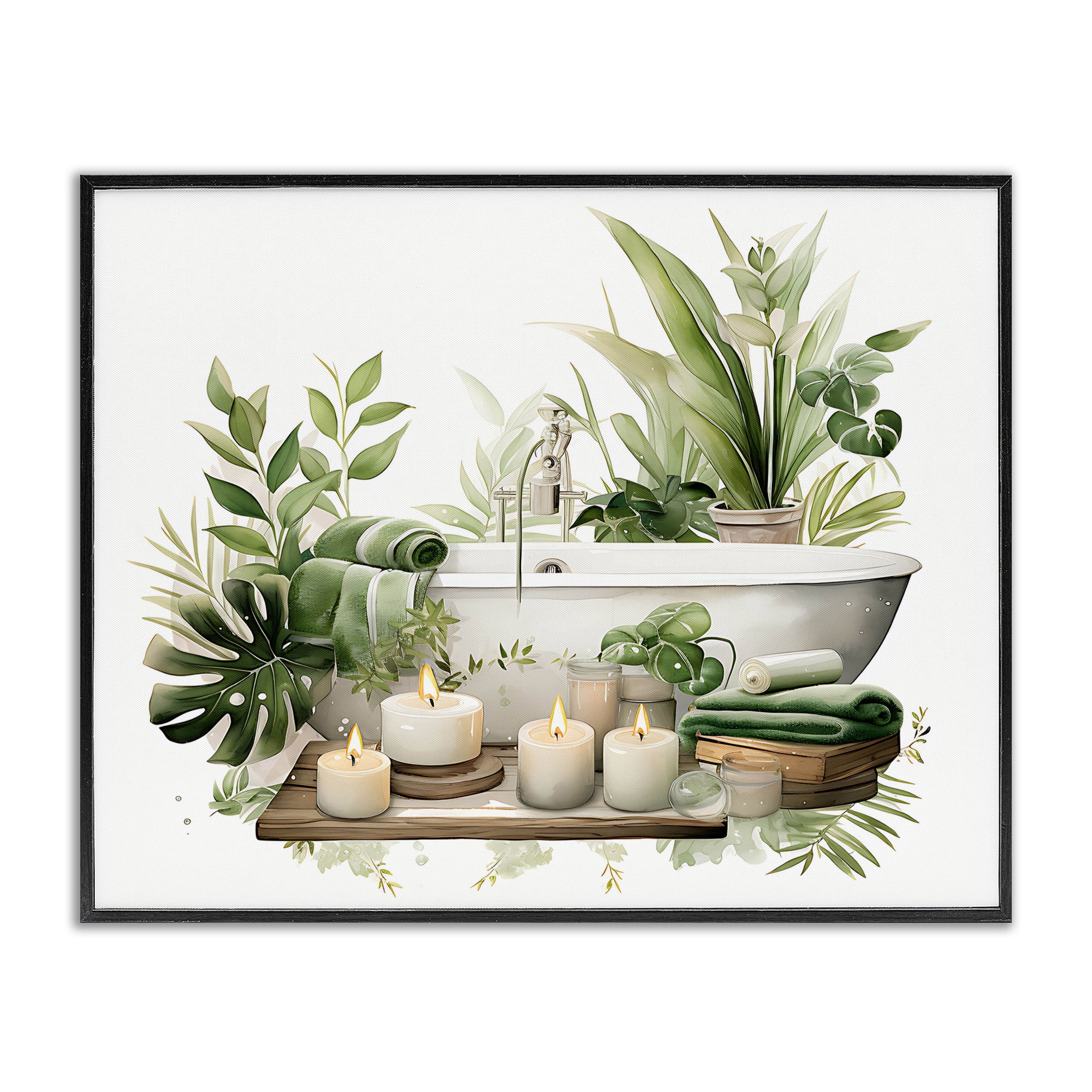Tropical Zen Bathtub Black Framed Giclee Art, design by Lettered and Lined