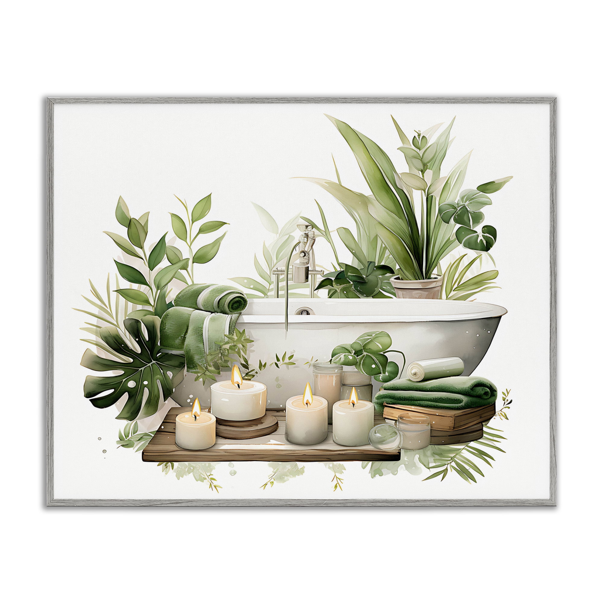 Tropical Zen Bathtub Gray Framed Giclee Art, design by Lettered and Lined