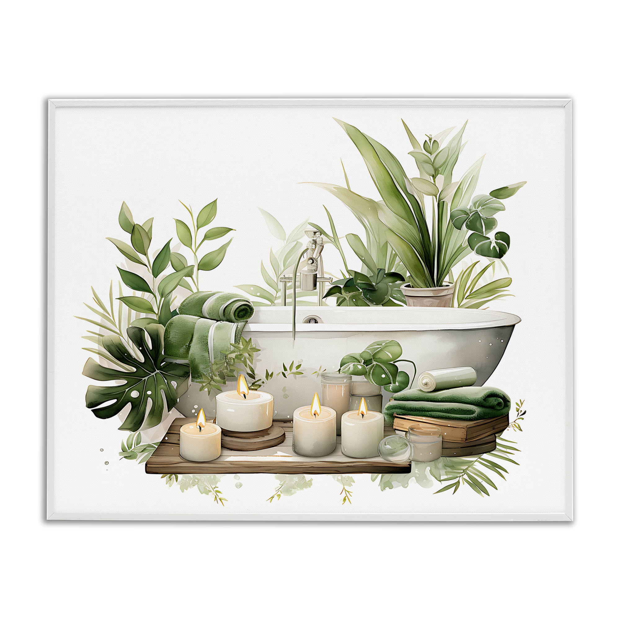 Tropical Zen Bathtub White Framed Giclee Art, design by Lettered and Lined