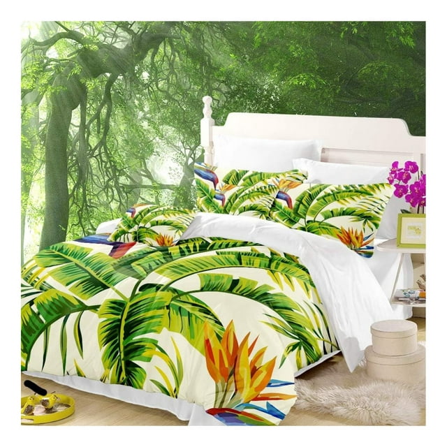 Tropical bedding Rainforest Duvet Cover King Size Green Plant Palm