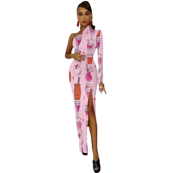 Tropical cocktails tiki bar hawaiian drinks cute pattern by andrea lauren Half Dleeve Split Dress Long dress