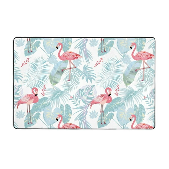 Tropical flamingo pink Shaggy Area Rug, Rugs for Living Room Bedroom Non Slip Door Mat Indoor Carpet Machine Washable Nursery Home Decor Floor Mats for Entryway 60x39in-#