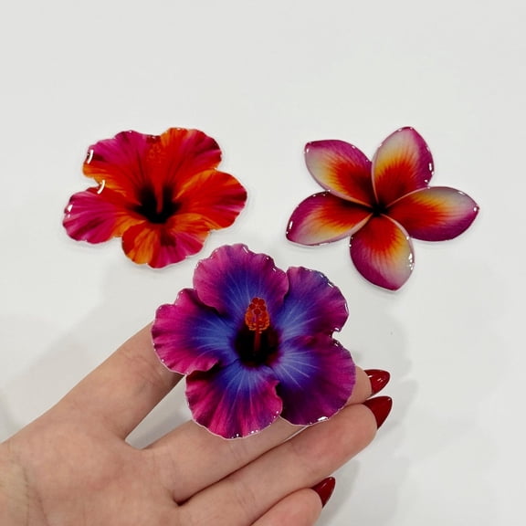 Tropical flower phone grip and badge reel
