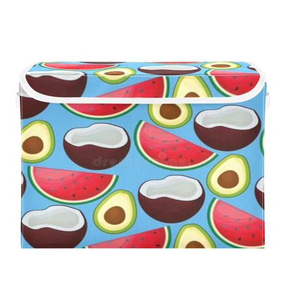 Tropical fruit summer pattern design(2) Foldable Kids Toy Chest with Flip-Top Lid, Collapsible Fabric Toy Storage Organizer/Bin/Box/Basket/Trunk for Toddler
