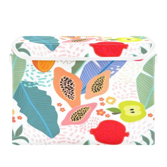Tropical fruit vibrant pattern design(3) Large Toy Box Chest Storage with Flip-Top Lid, Collapsible Storage Boxes Container Bins for Toys, Playroom Organizers
