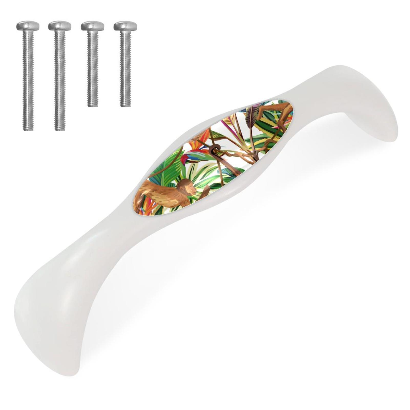 Tropical jungle Monkey Knob 4 Pack Arched Drawer Pulls Crystal Glass