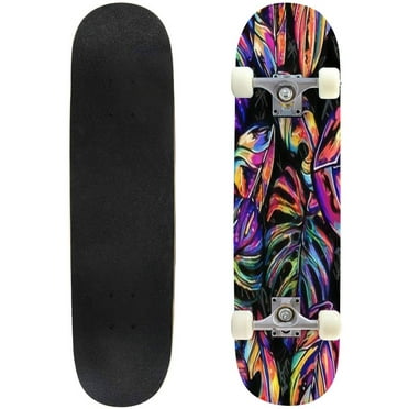 Tropical seamless vector pattern in fashion trend color palette Hand Outdoor Skateboard Longboards 31"x8" Pro Complete Skate Board Cruiser