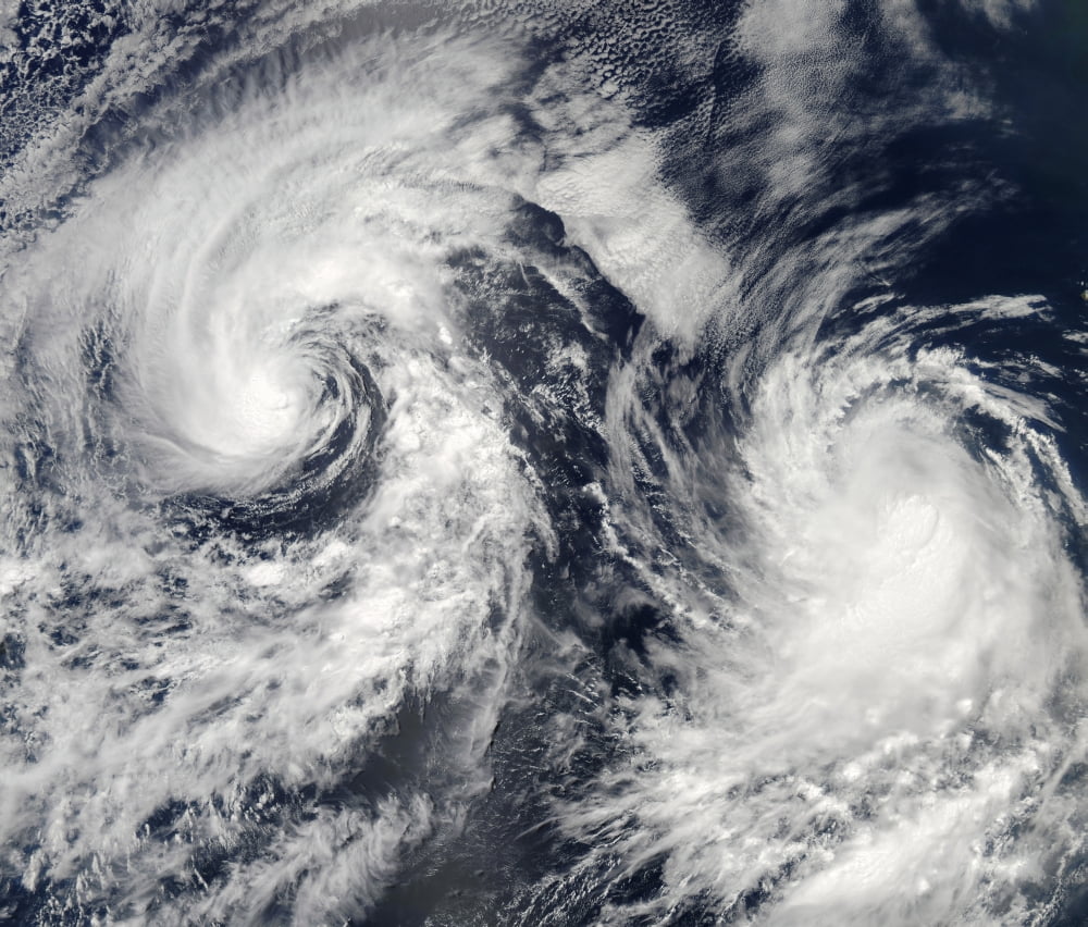 Tropical storms Boris and Cristina in the eastern Pacific Ocean Canvas Art - Stocktrek Images (31 x 27)