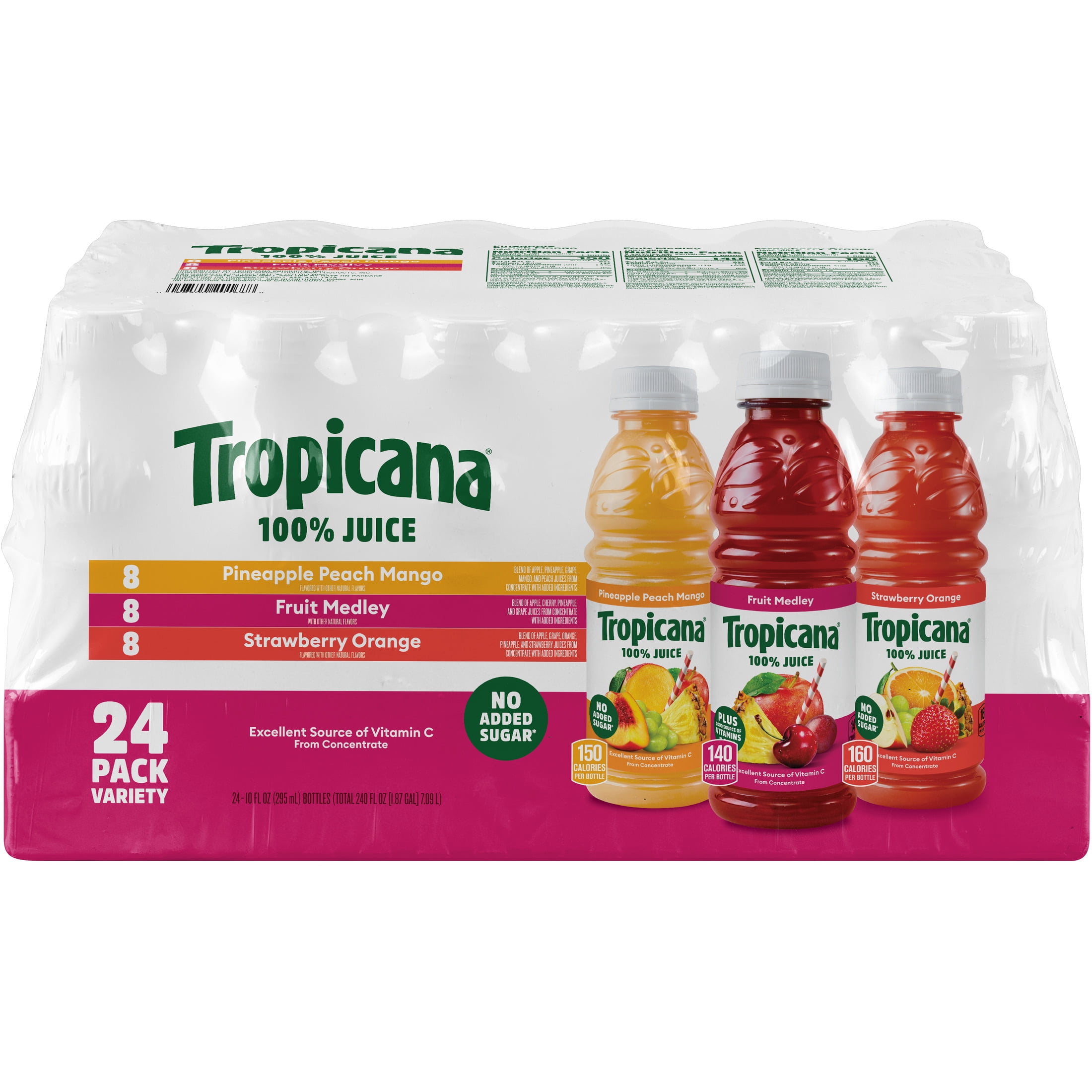 24 Bottles) Tropicana 100% Juice Variety Pack, Mango Peach, 10 fl