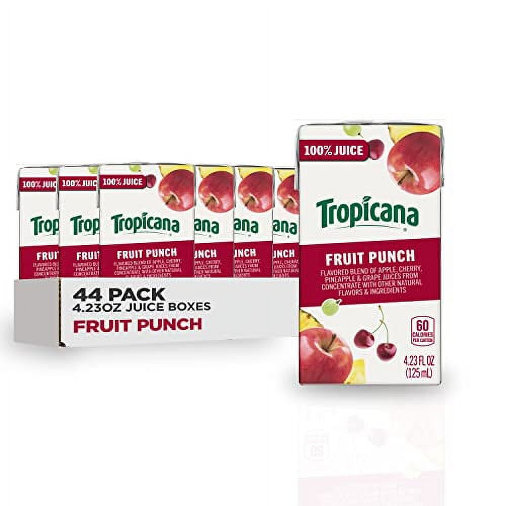 Tropicana 100 Juice Box, Fruit Punch, 4.23oz (Pack of 44) Real Fruit