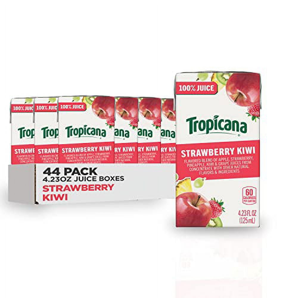 Tropicana 100 Juice Box, Strawberry Kiwi, 4.23oz (Pack of 44) Real