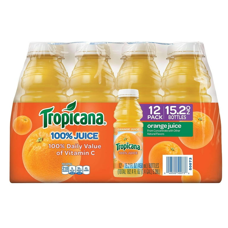 Tropicana Orange Juice 100% Vitamin C Potassium Folic Acid Bottles