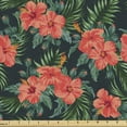 thumbnail image 1 of Tropicana Fabric by the Yard, Exotic Hibiscus Flowers with Tropic Leaves Hawaiian Luau Party Inspired Pattern, Decorative Upholstery Fabric for Chairs & Home Accents, Multicolor by Ambesonne, 1 of 5