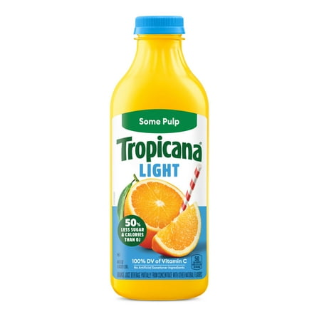 Tropicana Light Orange Juice Beverage, Some Pulp, 46 fl oz Bottle