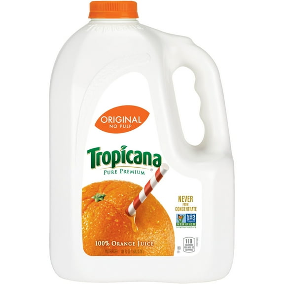 Tropicana Pure Premium Original No Pulp 100% Orange Juice, 128 Fl Oz Jug