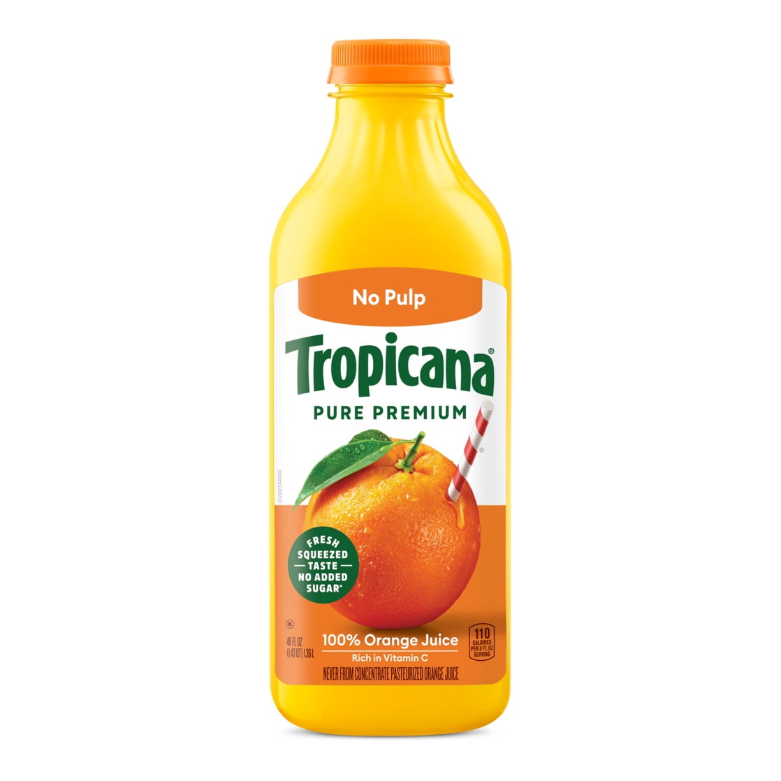 Tropicana Pure Premium 100% Orange Juice Original, No Pulp,No Sugar Added, 46 fl oz