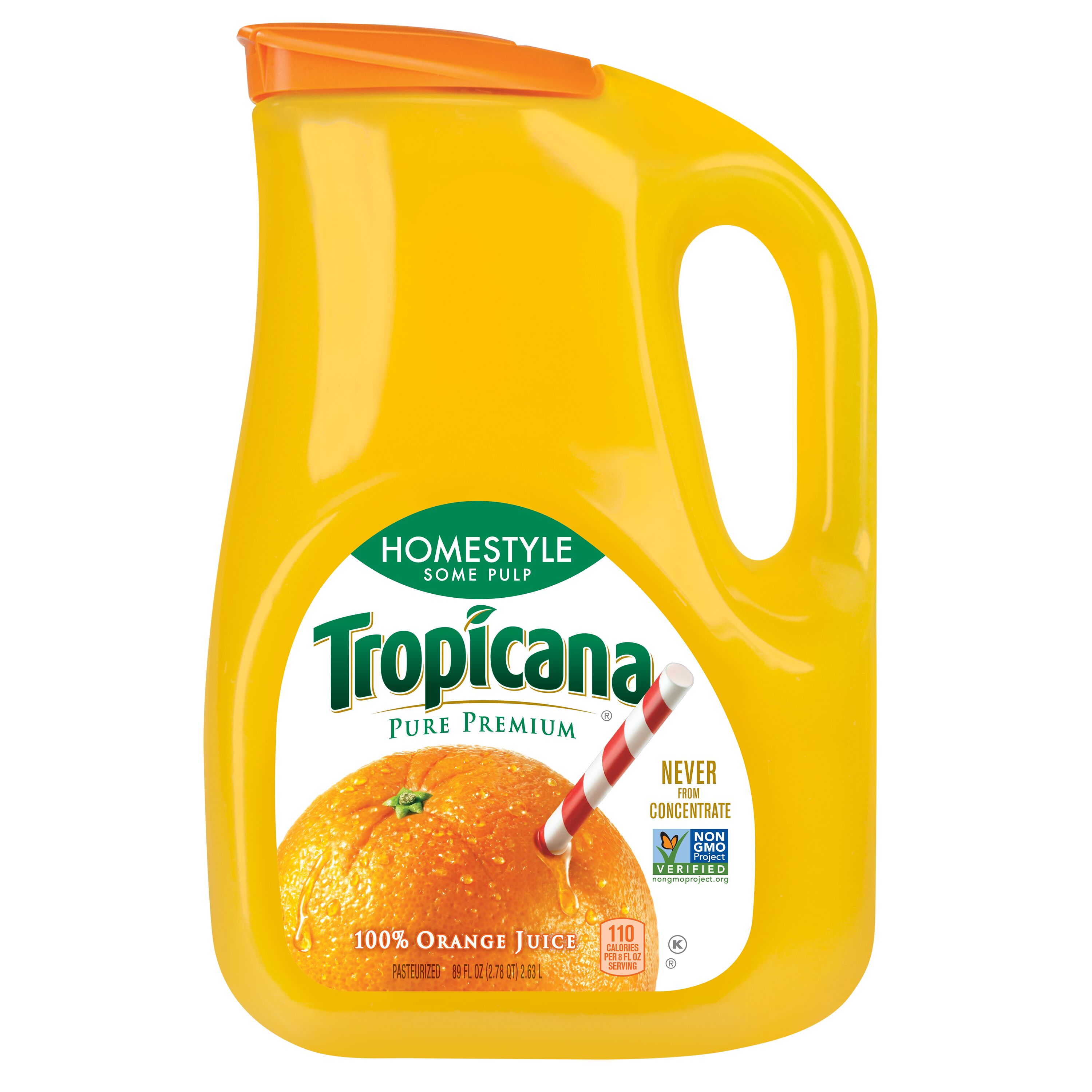 Tropicana Pure Premium, Homestyle Some Pulp 100% Orange Juice Drink, 89 fl oz Jug - image 1 of 8